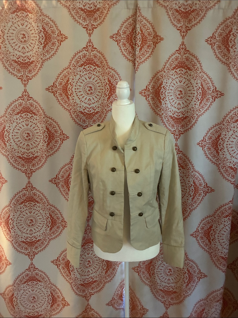 Marc Bouwer Beige Double-Breasted Military Blazer